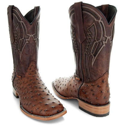 Soto Boots Mens Out of the Wild Cognac Ostrich Print Boots H50031 Soto Boots