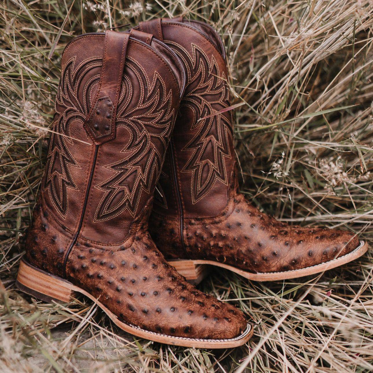 Soto Boots Mens Out of the Wild Cognac Ostrich Print Boots H50031 Soto Boots