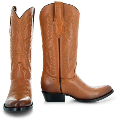 Cowboy Dress Boots | Mens Classic Round-Toe Boots (H7001-Tan) - Get it from Bo