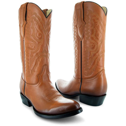Cowboy Dress Boots | Mens Classic Round-Toe Boots (H7001-Tan) - Get it from Bo