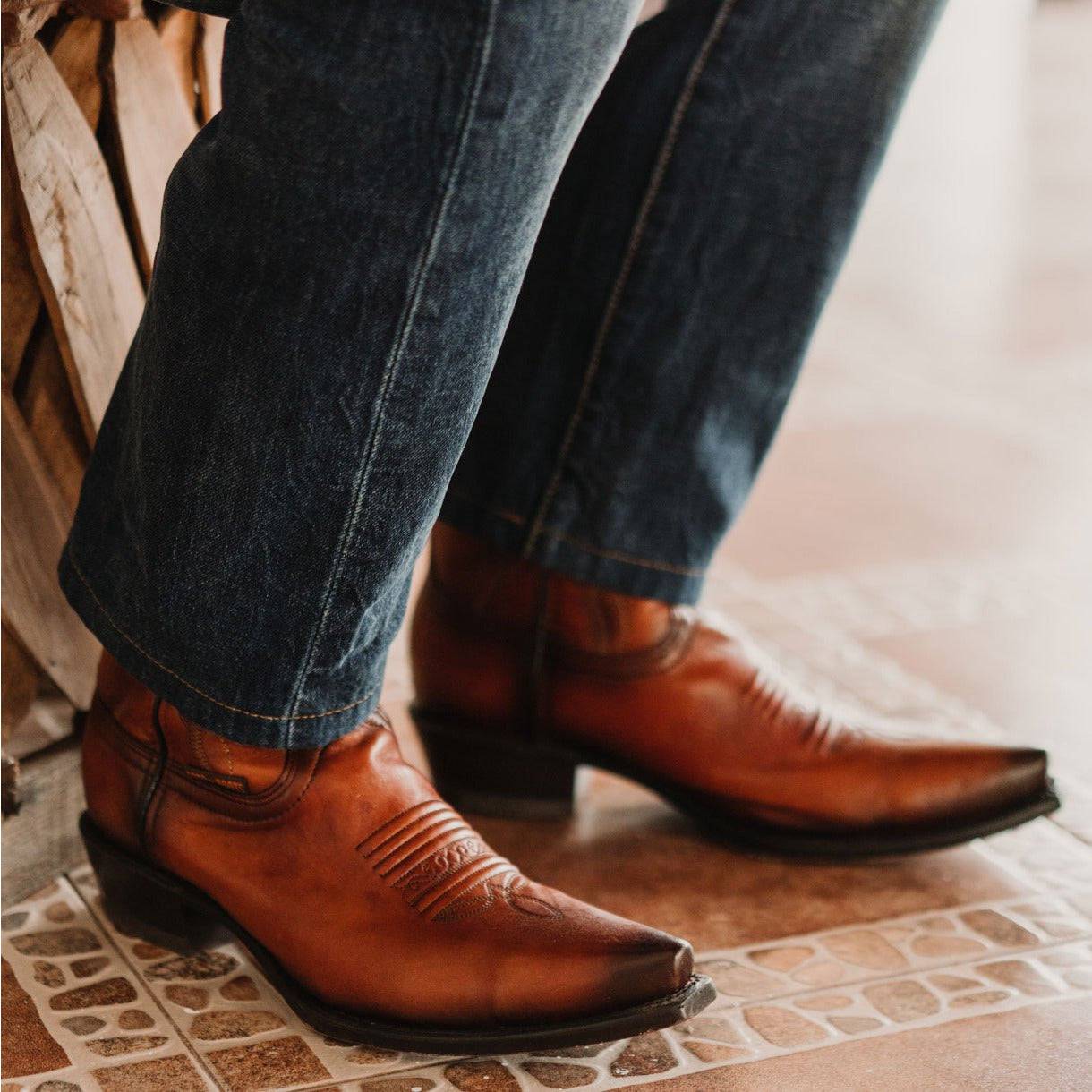 Men's Snip Toe Cowboy Boots Tan (H50030) | Soto Boots Soto Boots