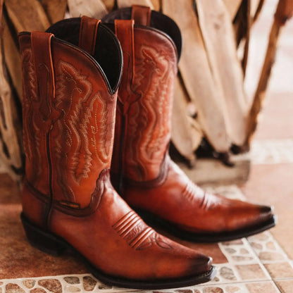 Men's Snip Toe Cowboy Boots Tan (H50030) | Soto Boots Soto Boots