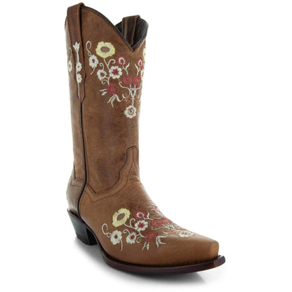 Women's Snipped Toe Western Boots | Floral Showstopper Cowgirl Boots (M50044) Soto Boots