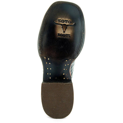 Black Caiman Belly Print Men's Cowboy Boots H4001 Soto Boots