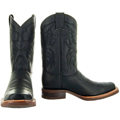 Black Square Toe Leather Cowboy Boots H4002 Soto Boots