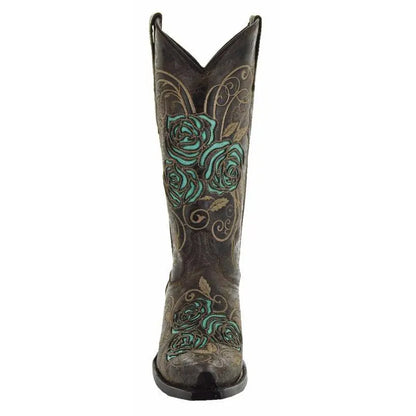 Turquoise Rose Inlayed Women's Cowgirl Boots (M50032) Soto Boots