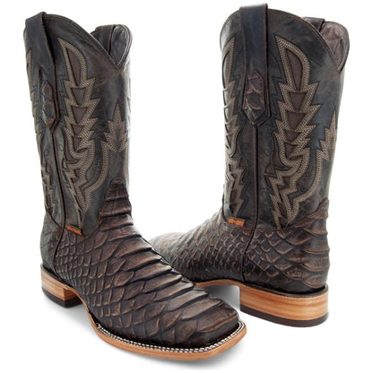 Soto Boots Mens Brown Python Print Boots H50032 - Get it from Bo