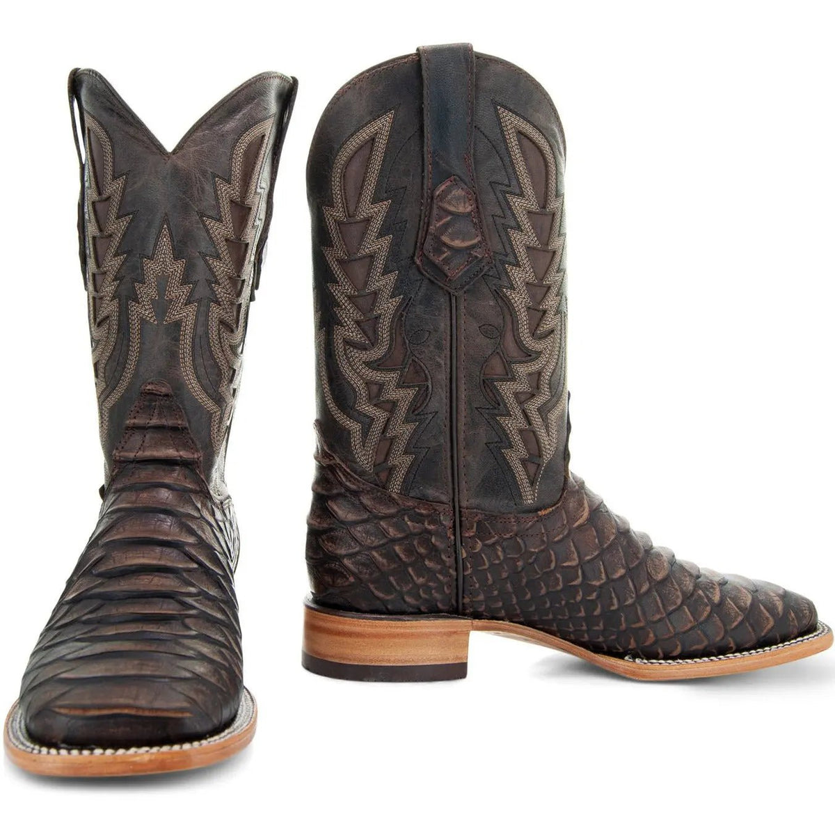 Soto Boots Mens Brown Python Print Boots H50032 - Get it from Bo