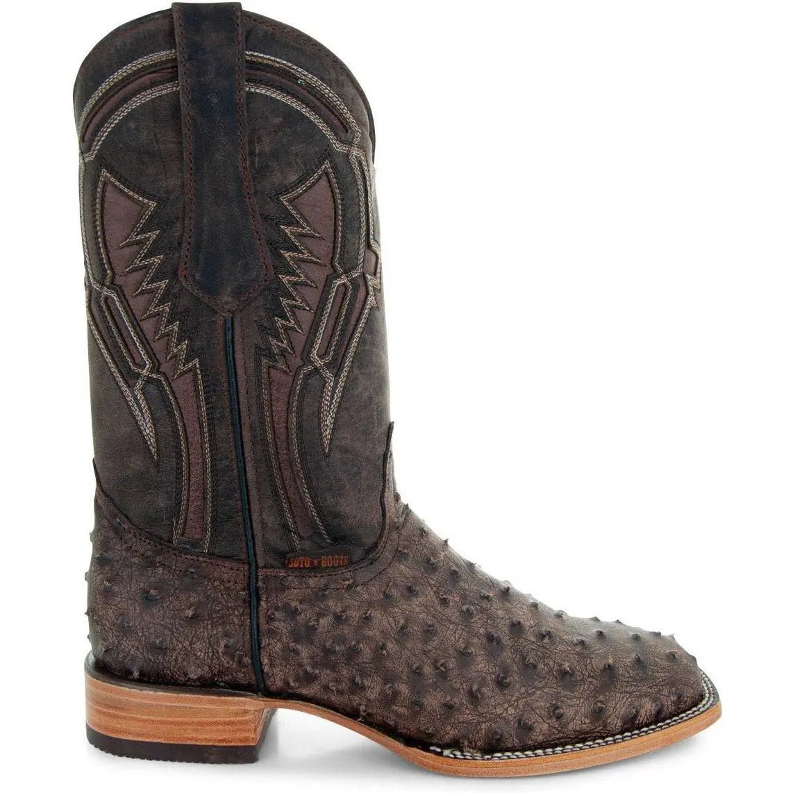 Soto Boots Mens Out of the Wild Brown Ostrich Print Boots H50031 - Get it from Bo