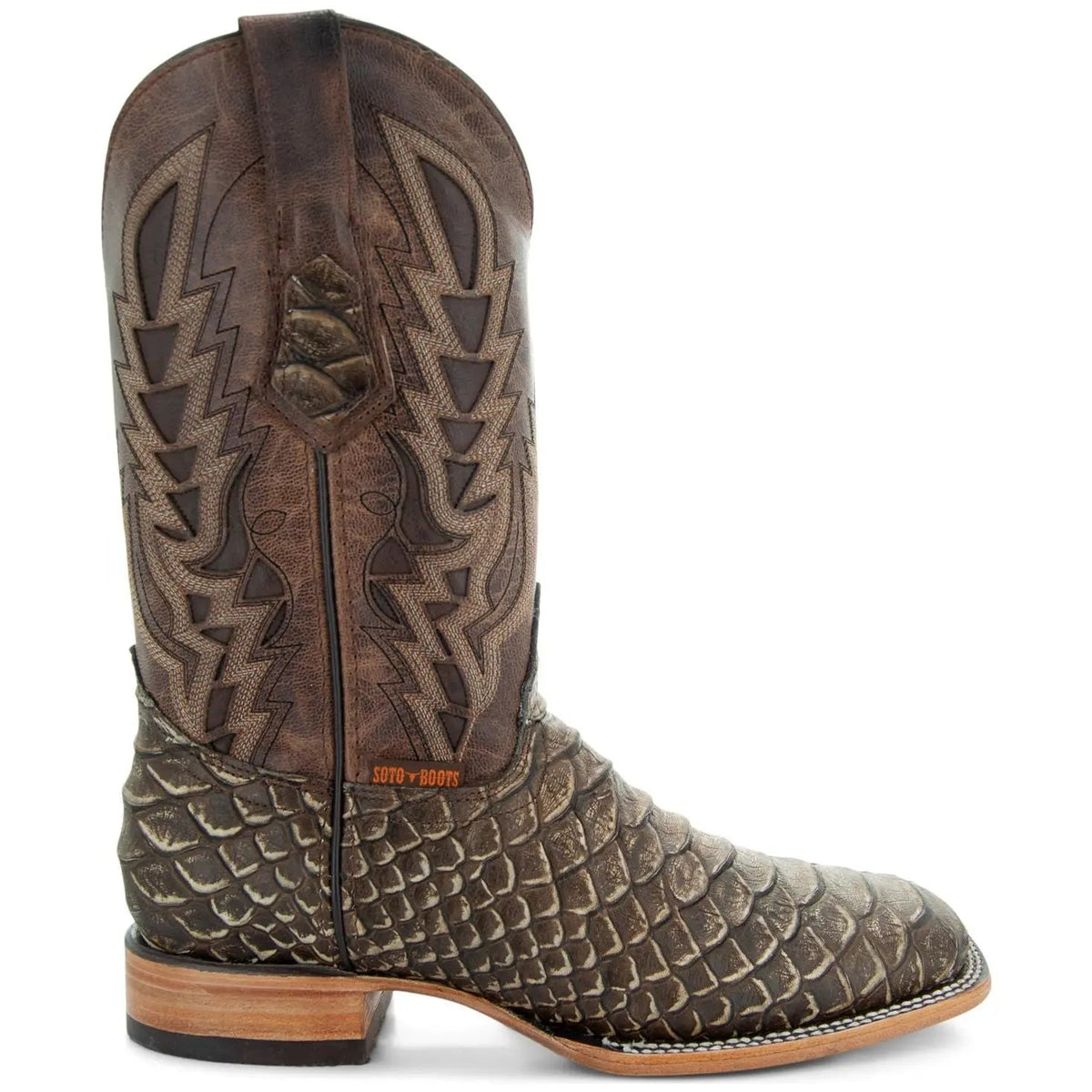 Soto Boots Mens Tan Python Print Boots H50032 - Get it from Bo