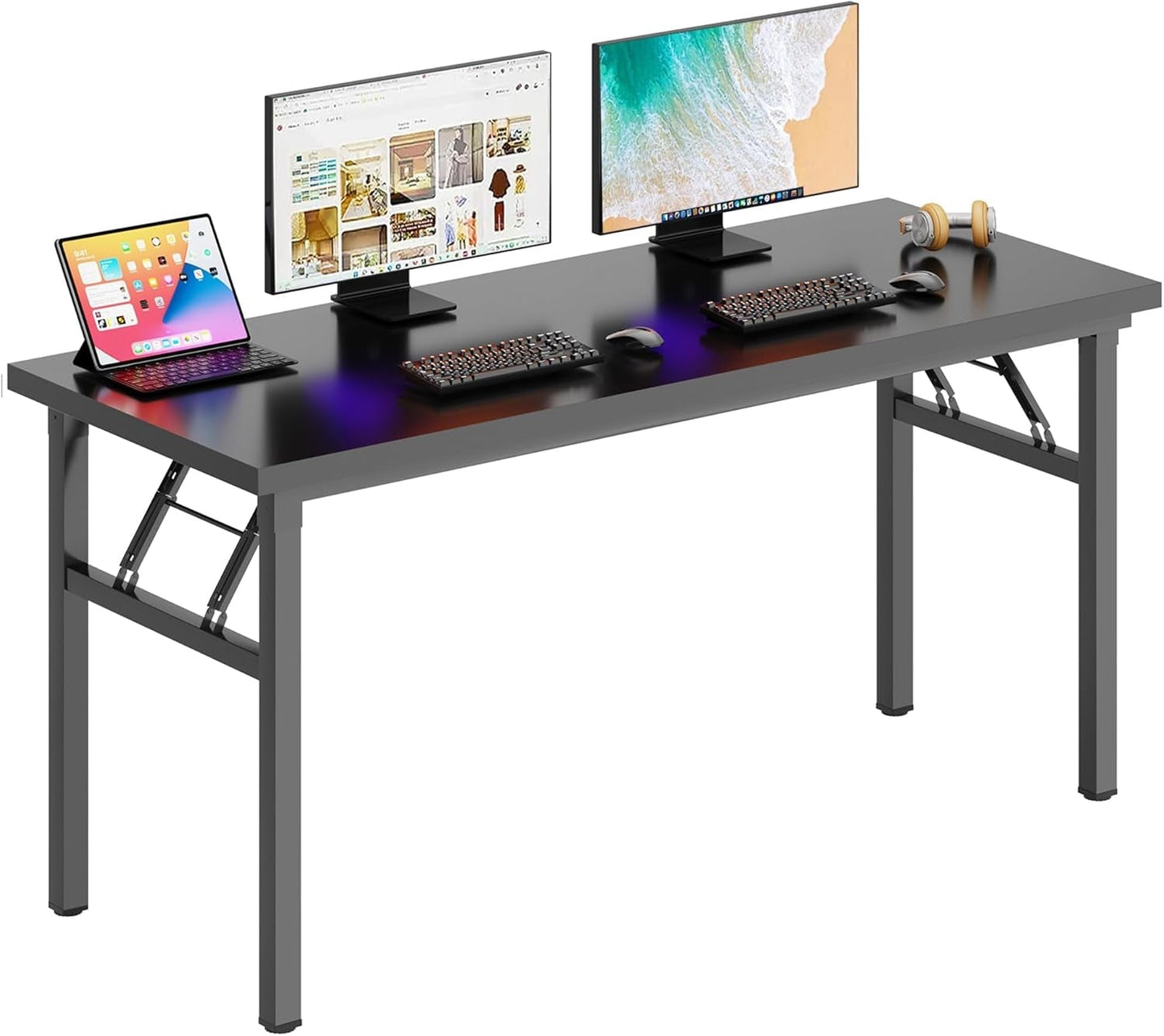 Spacious 62 Inch Office Desk with Metal Frame ShipItFurniture