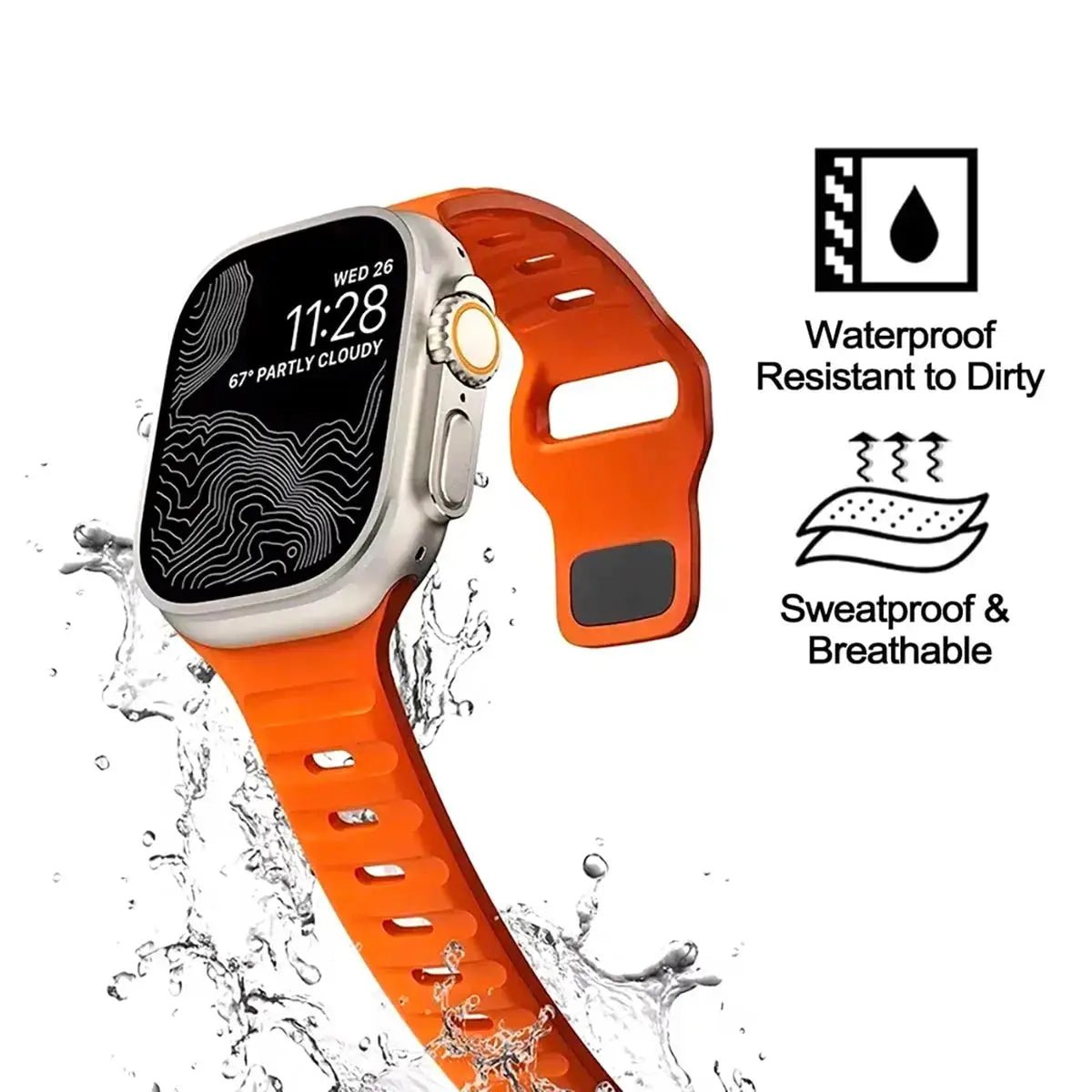 Sport Band Compatible with Apple Watch Bands 49/45/44/42/41/40 /38 Men Women Soft Silicone Band - Get it from Bo