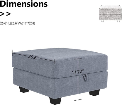 Square Ottoman Module with Storage for Modular Sofa ShipItFurniture