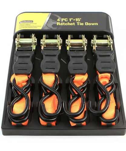 Stark Ratchet Tie Down 1"X15' 1500LB 4pc Stark USA