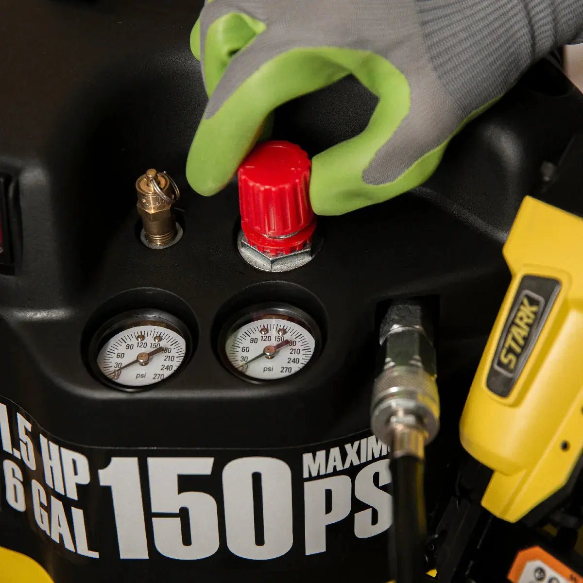 Stark USA 6 Gal. Air Compressor Include Brad Nailer Straight Nail Gun Staple - Get it from Bo