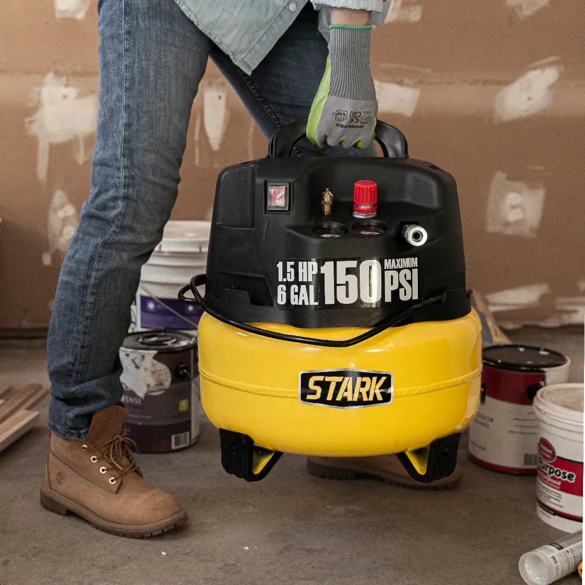 Stark USA 6 Gal. Air Compressor Include Brad Nailer Straight Nail Gun Staple - Get it from Bo