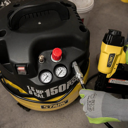 Stark USA 6 Gal. Air Compressor Include Brad Nailer Straight Nail Gun Staple - Get it from Bo