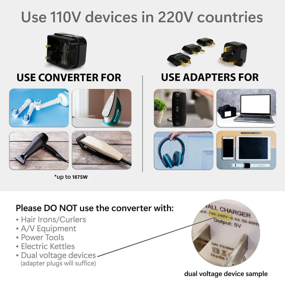 Step-down Travel Voltage Converter and Adapter Kit with Pouch - Get it from Bo