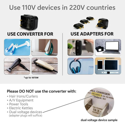 Step-down Travel Voltage Converter and Adapter Kit with Pouch - Get it from Bo