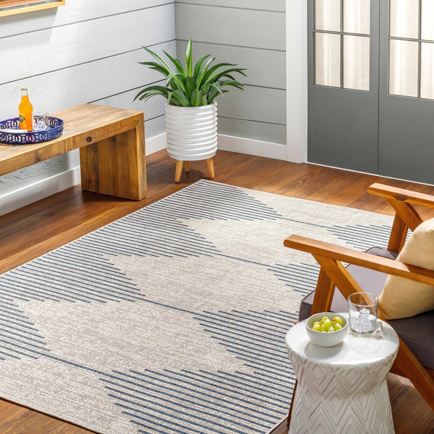 Stephan Blue & Gray Outdoor Rug - Get it from Bo