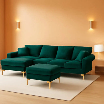 Stylish U Shaped Sectional Sofa Couch with Ottoman - Get it from Bo
