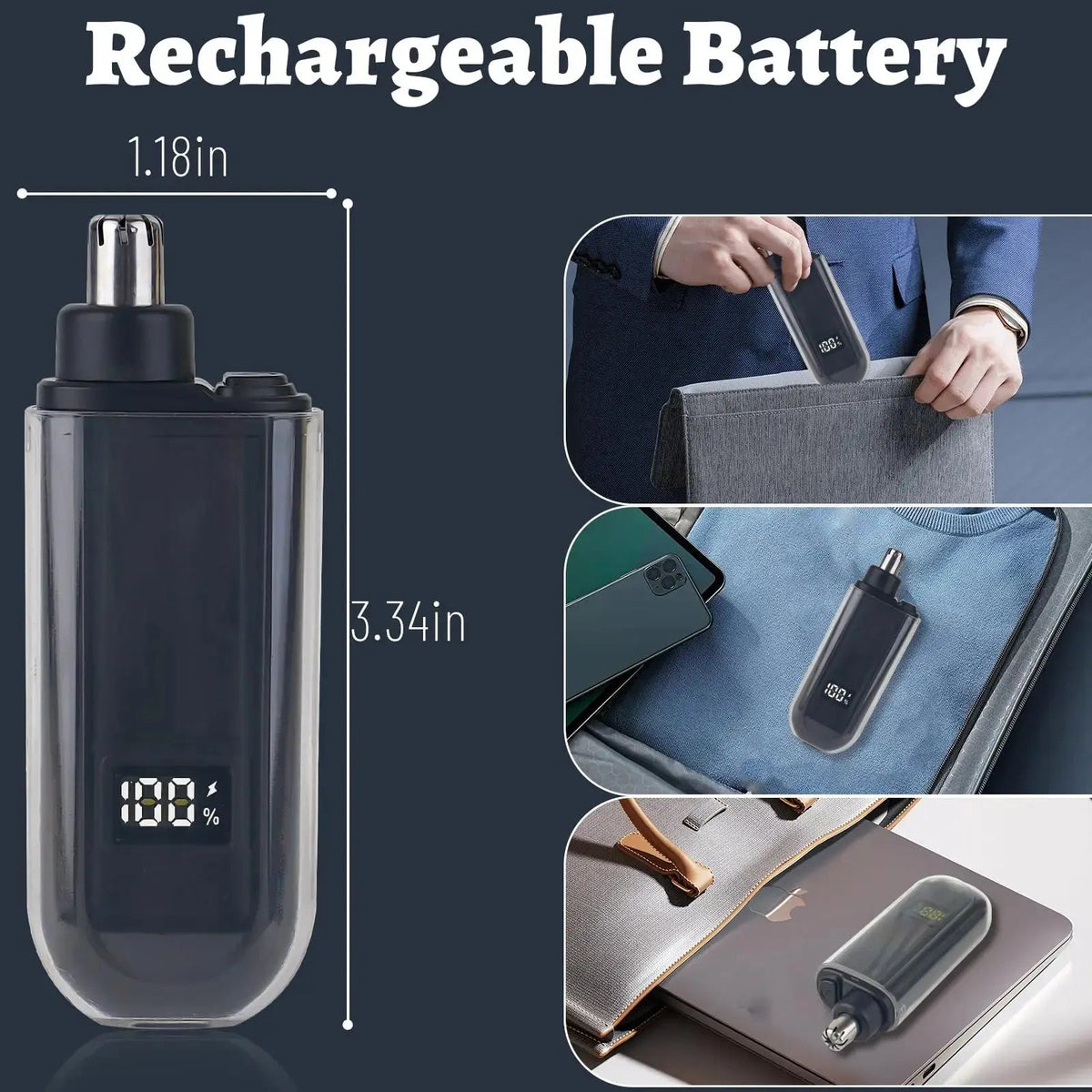 Suitable for men, USB charging nose and ear hair trimmer portable electric nose hair clipper, mini compact design, quick chargin - Get it from Bo