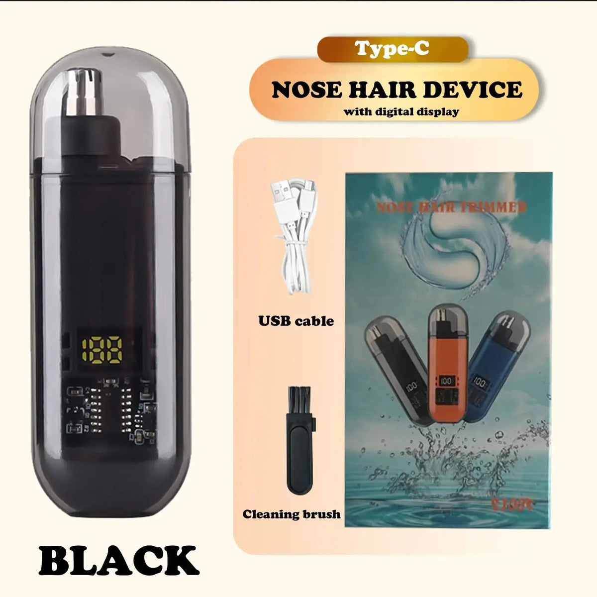 Suitable for men, USB charging nose and ear hair trimmer portable electric nose hair clipper, mini compact design, quick chargin - Get it from Bo