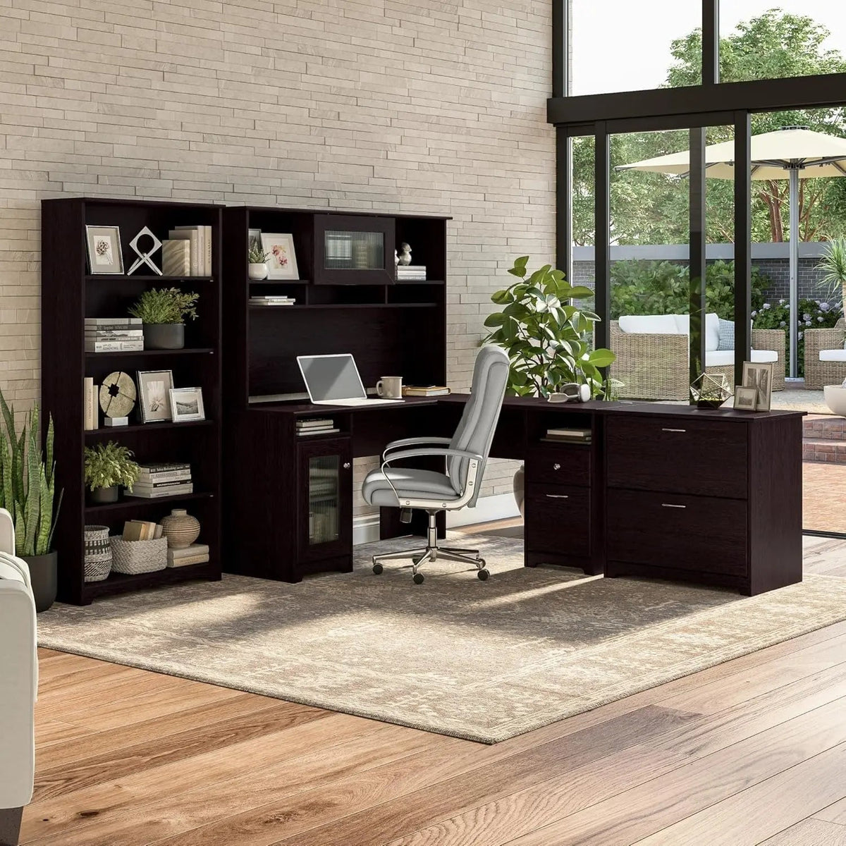 Tall Five Shelf Bookcase Espresso Oak For Living Room - Get it from Bo