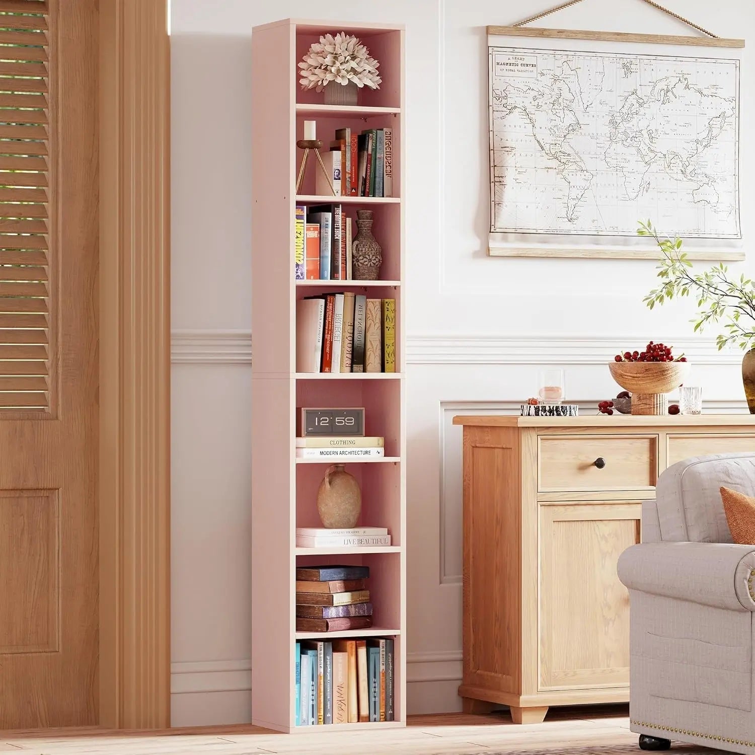 Tall Narrow Eight Tier Corner Bookcase For Home Office - Get it from Bo