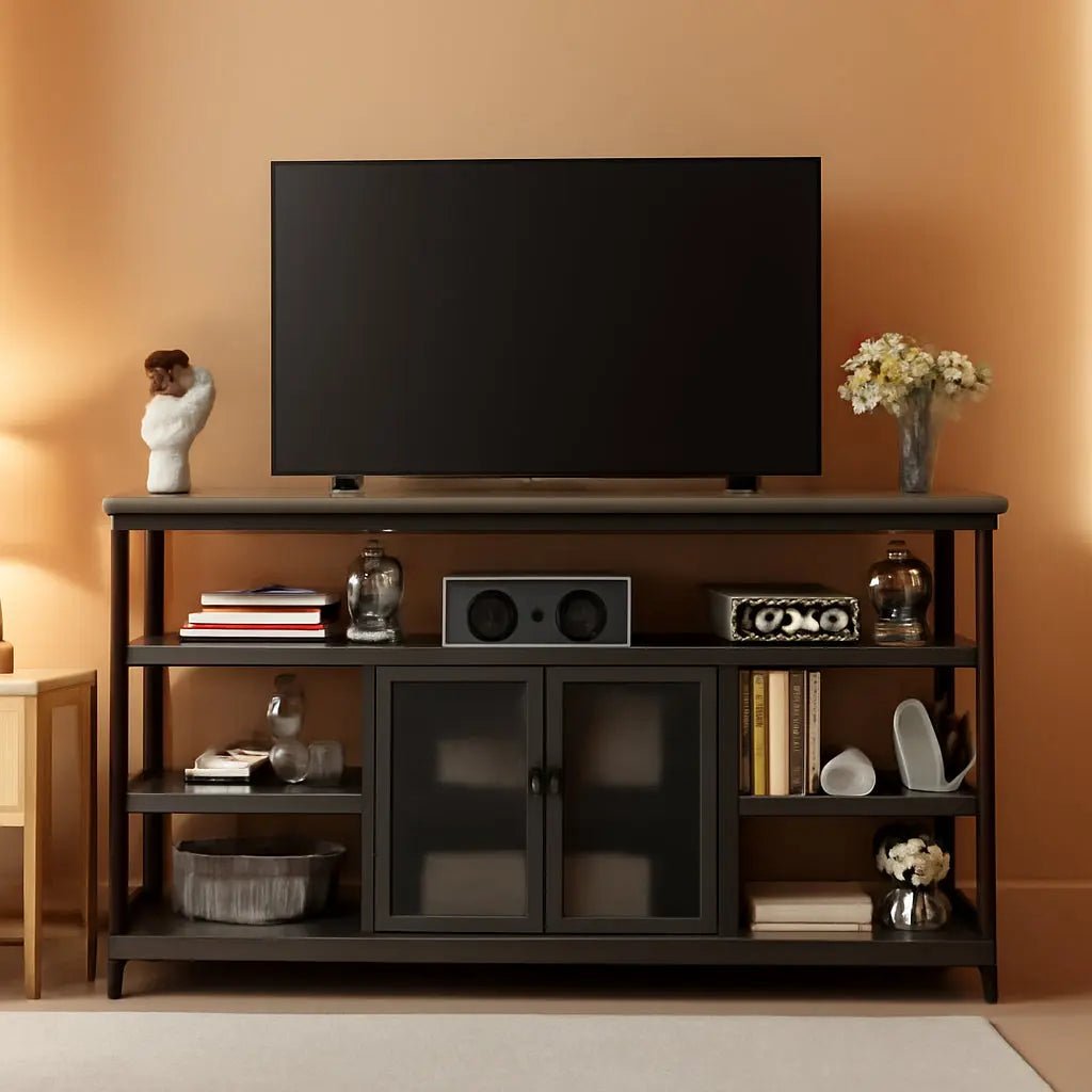 Tall TV Stand for 65 Inch TV With Storage Cabinet Grey Oak - Get it from Bo