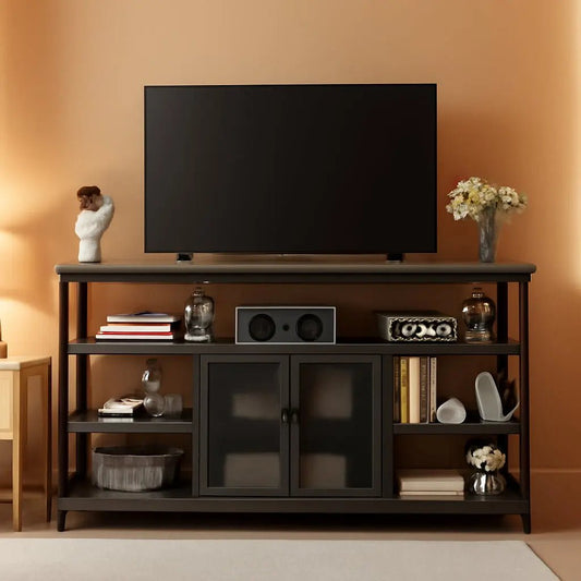 Tall TV Stand for 65 Inch TV With Storage Cabinet Grey Oak - Get it from Bo