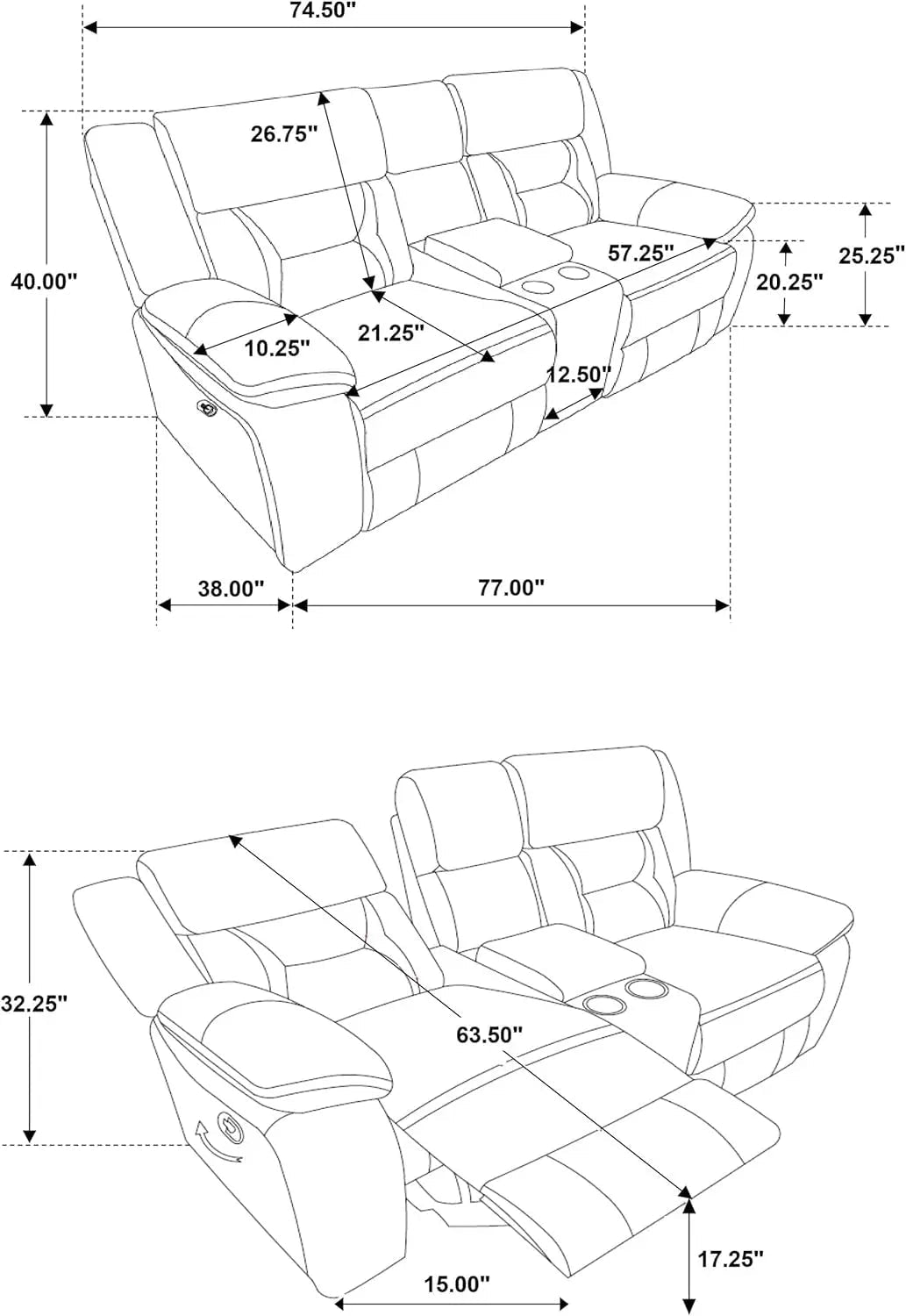 Taupe Recliner Loveseat With Center Console Manual Recline - Get it from Bo