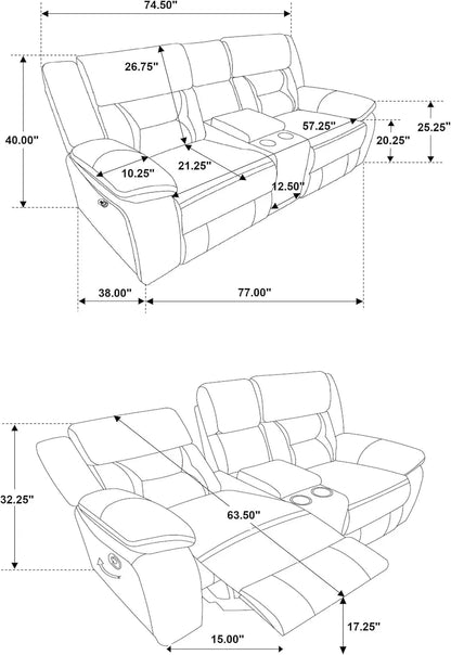 Taupe Recliner Loveseat With Center Console Manual Recline - Get it from Bo