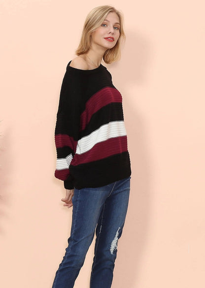 Textured Knit Striped Sweater - Get it from Bo