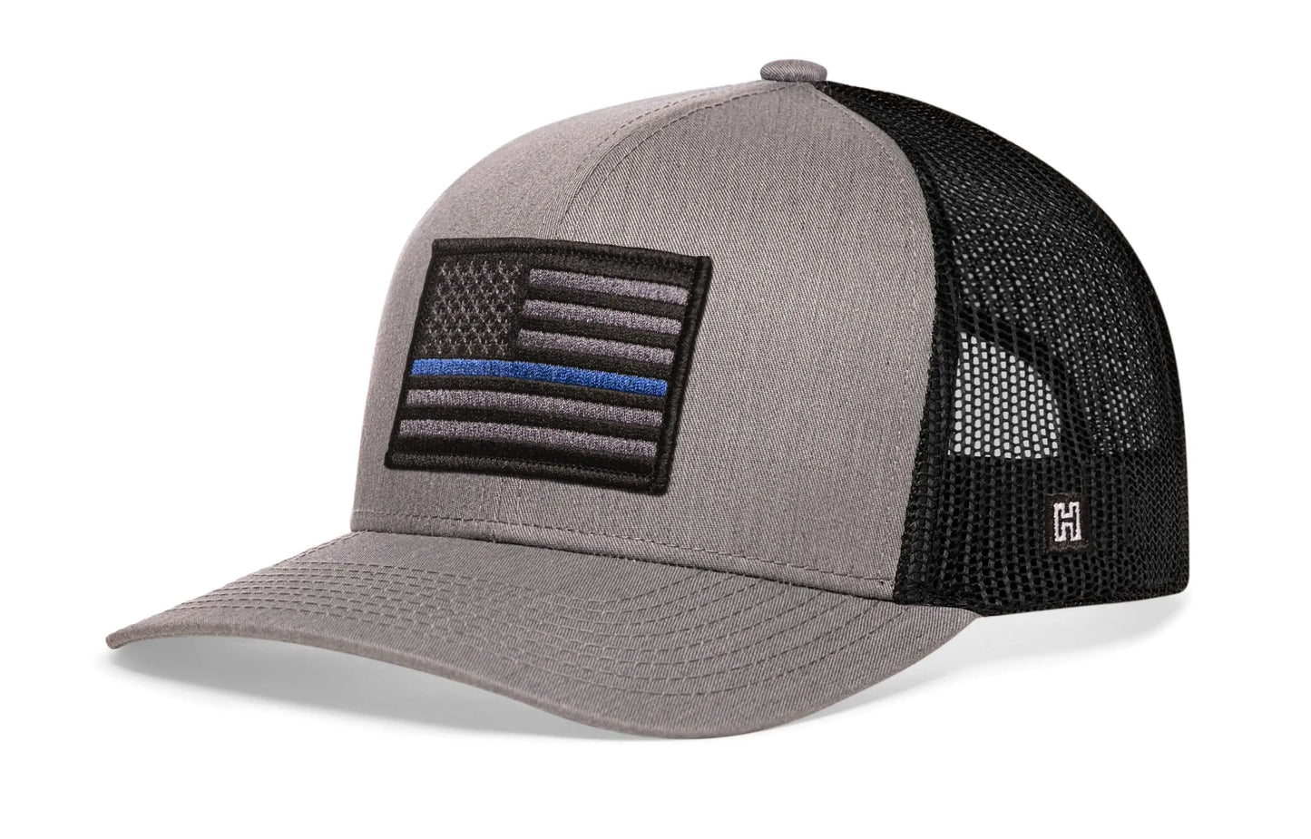 Thin Blue Line Trucker Hat  |  Black Police Tactical Snapback