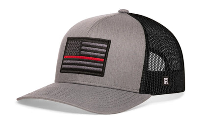 Thin Red Line Trucker Hat  |  Black Fire Tactical Snapback