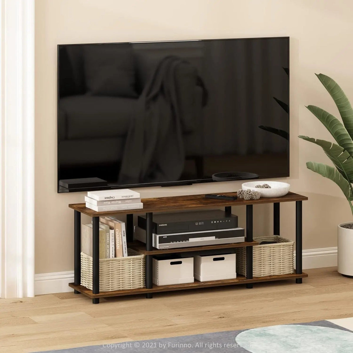 Three-Tier TV Stand Up To 50-Inch TV Tool-Free Assembly - Get it from Bo