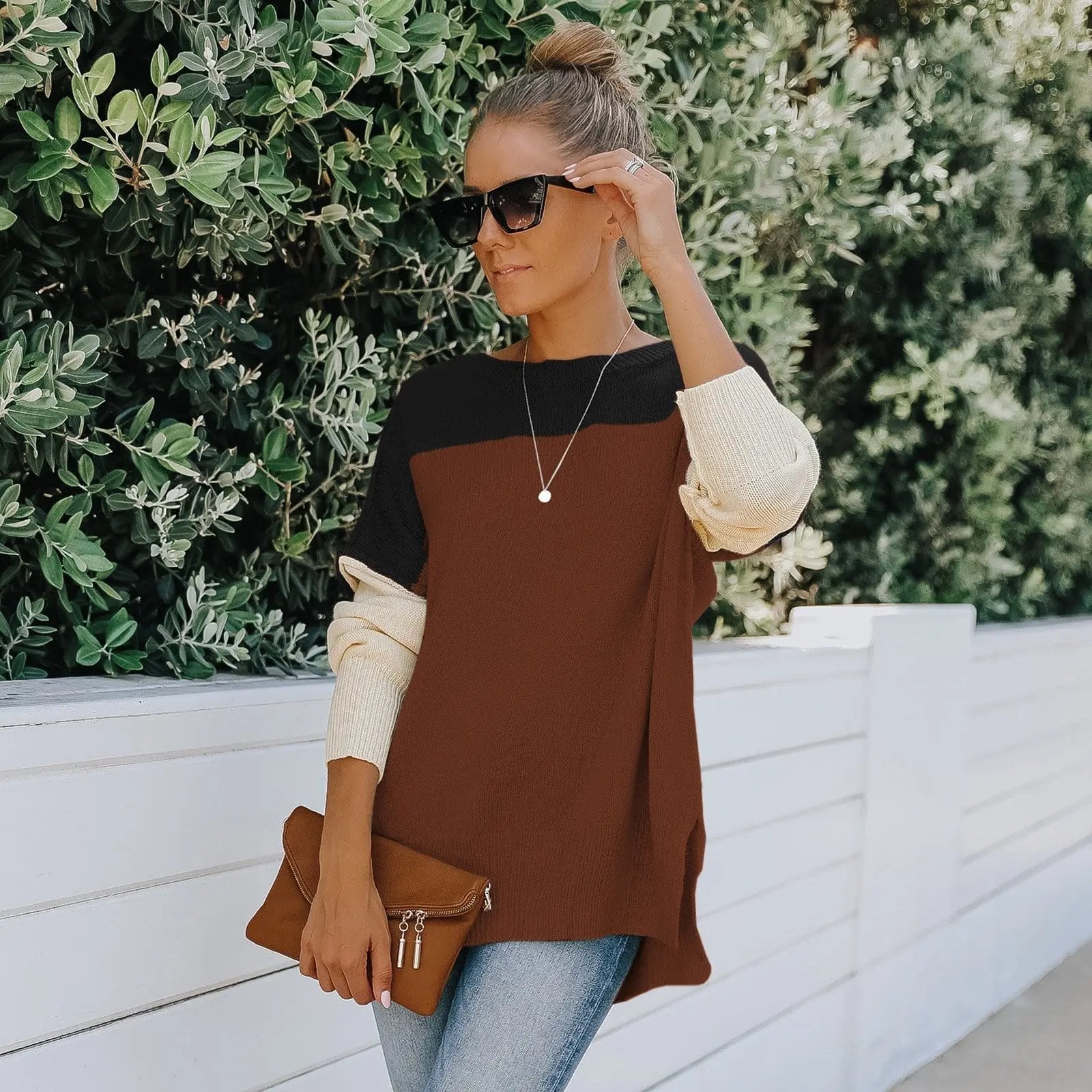 Triple Tone Long Knit Sweater - Get it from Bo