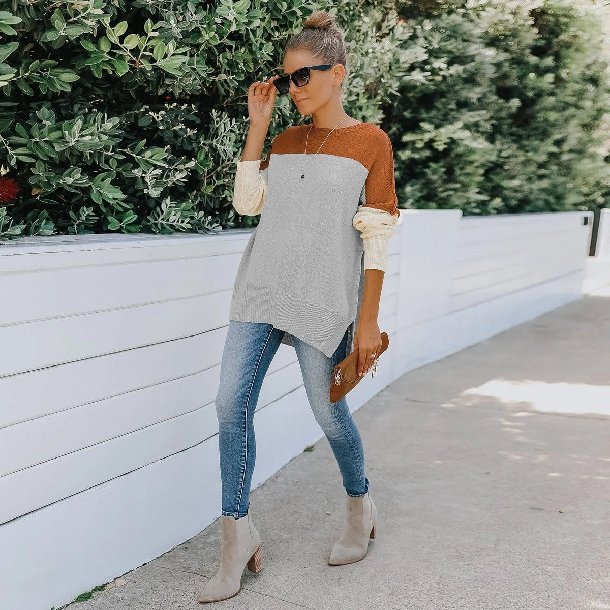 Triple Tone Long Knit Sweater - Get it from Bo