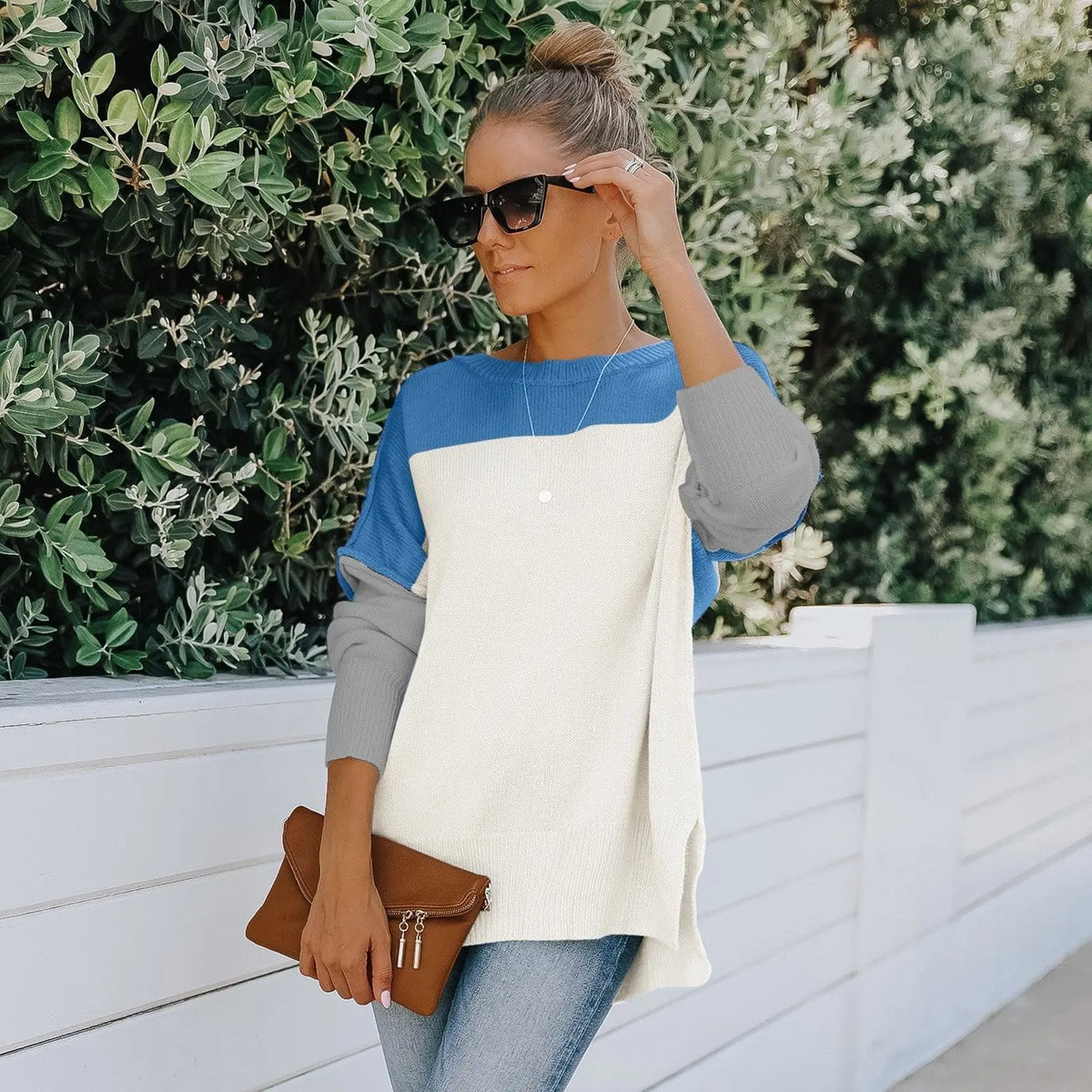 Triple Tone Long Knit Sweater - Get it from Bo