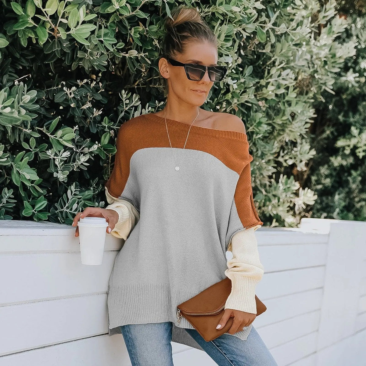 Triple Tone Long Knit Sweater - Get it from Bo