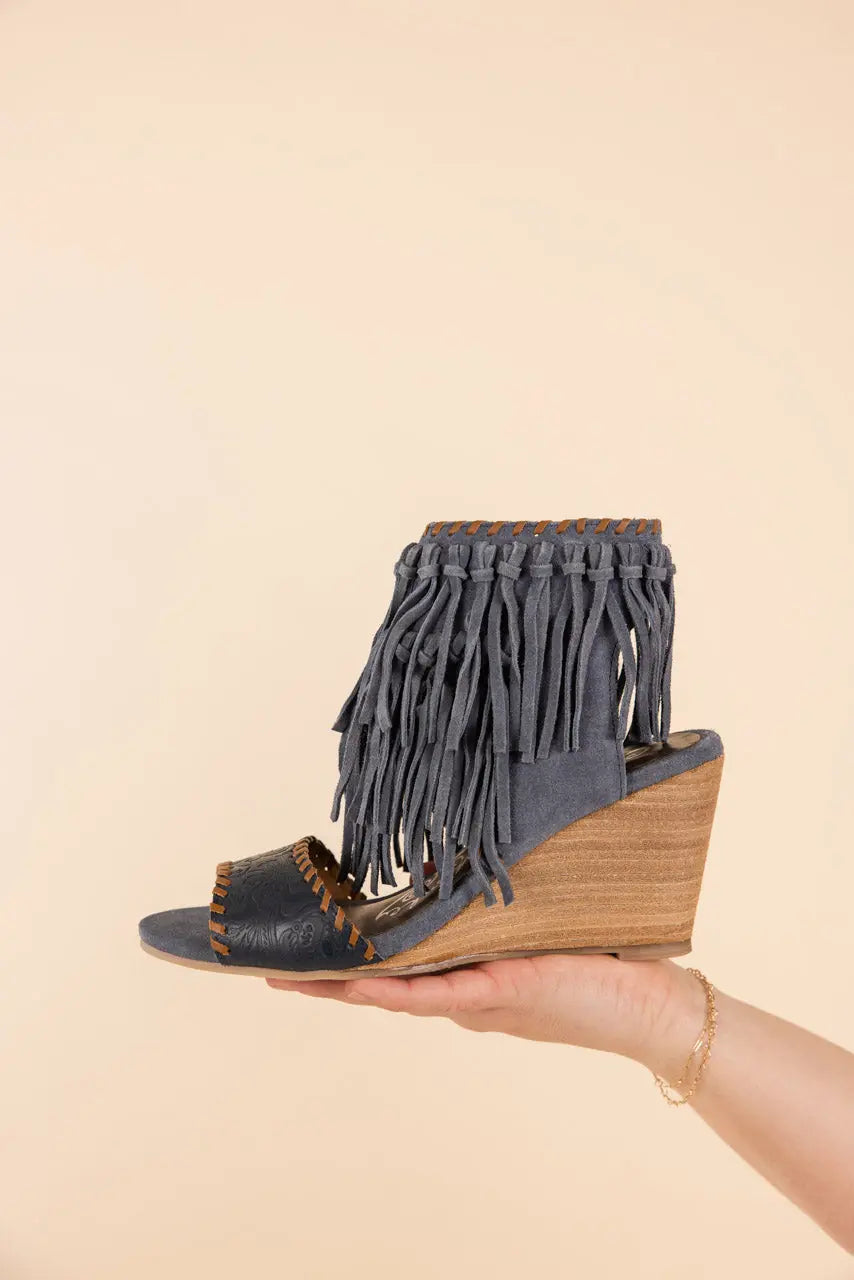 True Fringe Wedge in Denim Naughty Monkey