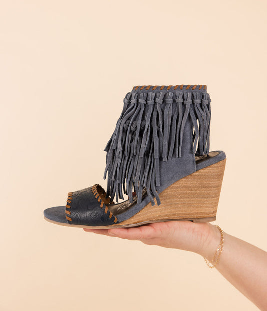 True Fringe Wedge in Denim Naughty Monkey
