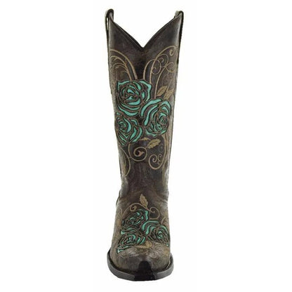 Turquoise Rose Inlayed Women's Cowgirl Boots (M50032) - Get it from Bo