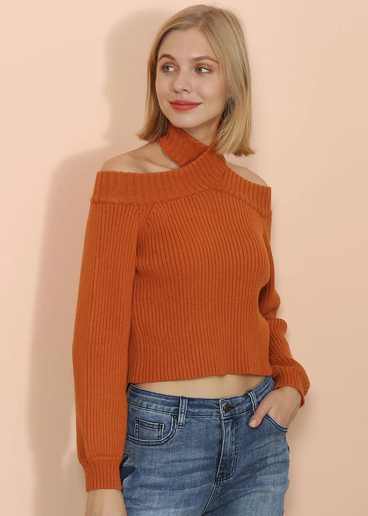 Turtleneck Cold Shoulder Sweater - Get it from Bo