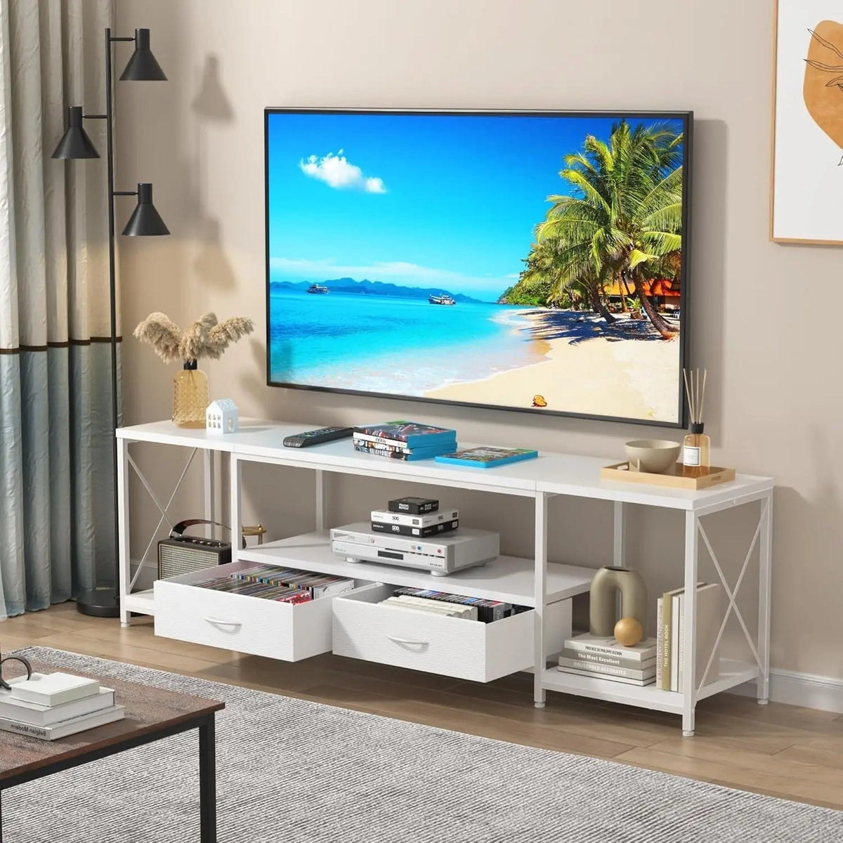 TV Stand For 55 To 65 Inch TV With Fabric Drawers Sturdy - Get it from Bo