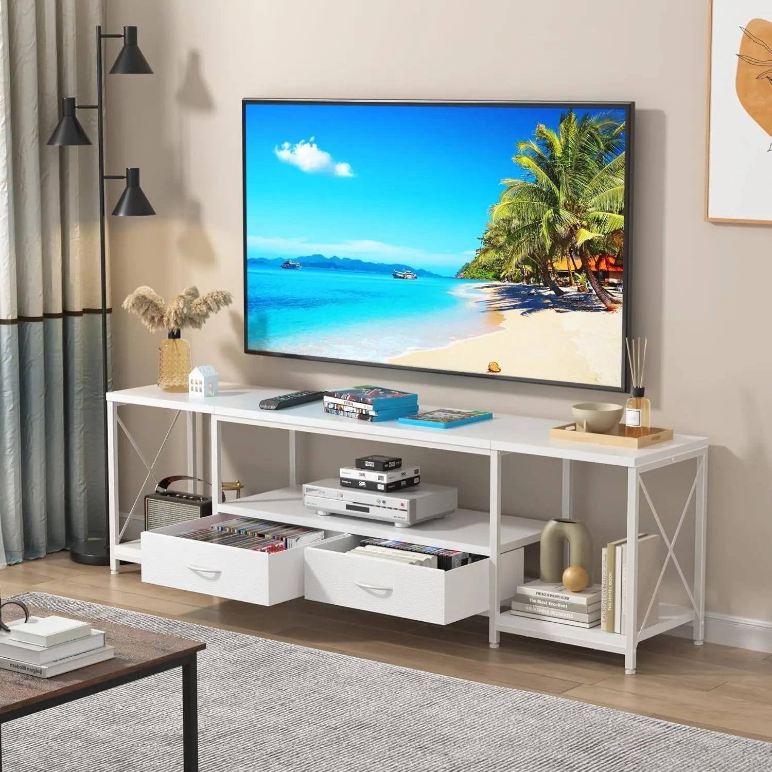 TV Stand For 55 To 65 Inch TV With Fabric Drawers Sturdy - Get it from Bo