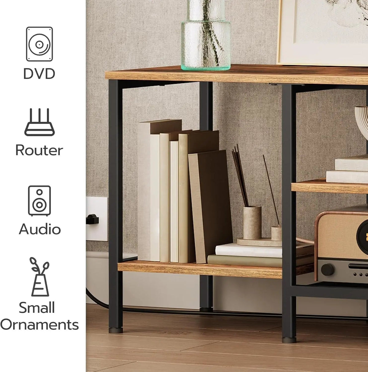 TV Stand With Power Outlets For 65 Inch TV Open Shelves - Get it from Bo