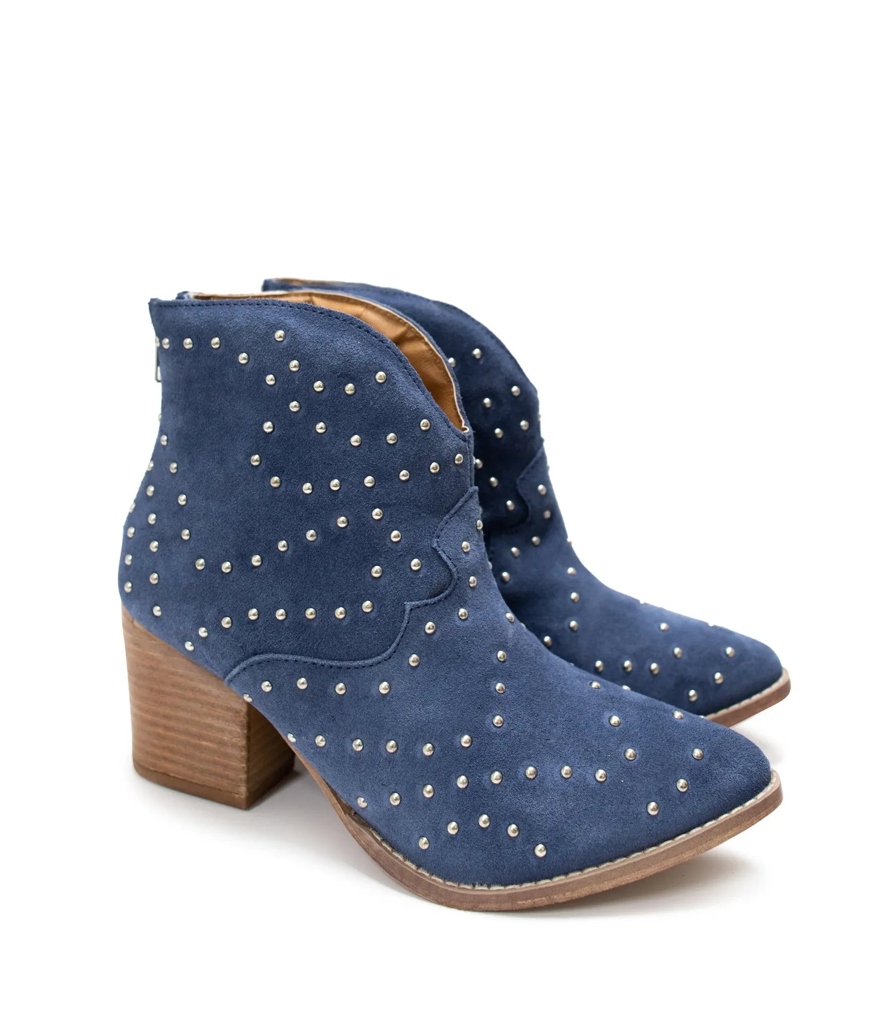 Twilight Studded Heeled Ankle Boot in Denim Naughty Monkey