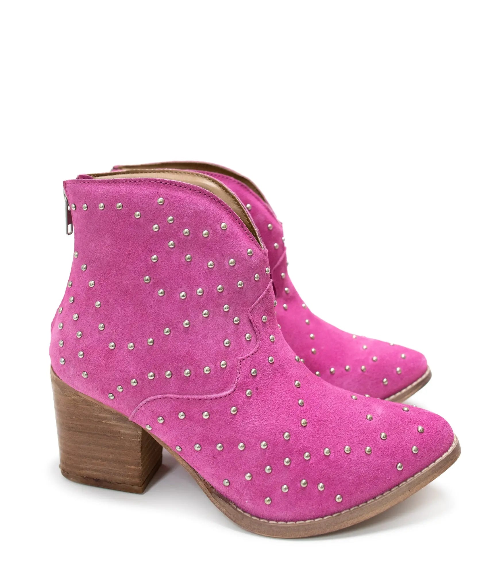Twilight Studded Heeled Ankle Boot in Magenta Naughty Monkey